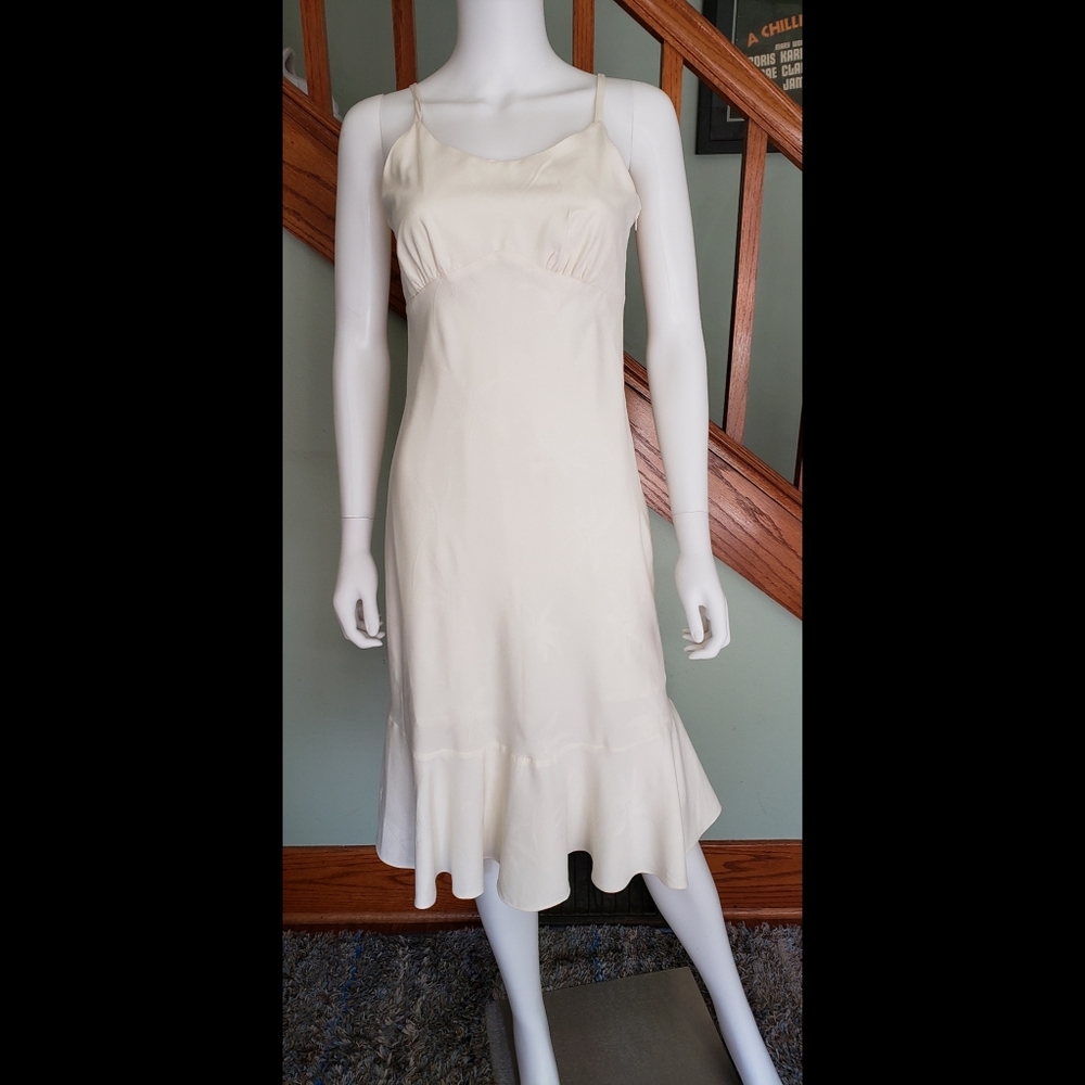 Vintage Palm Print Silk Dress